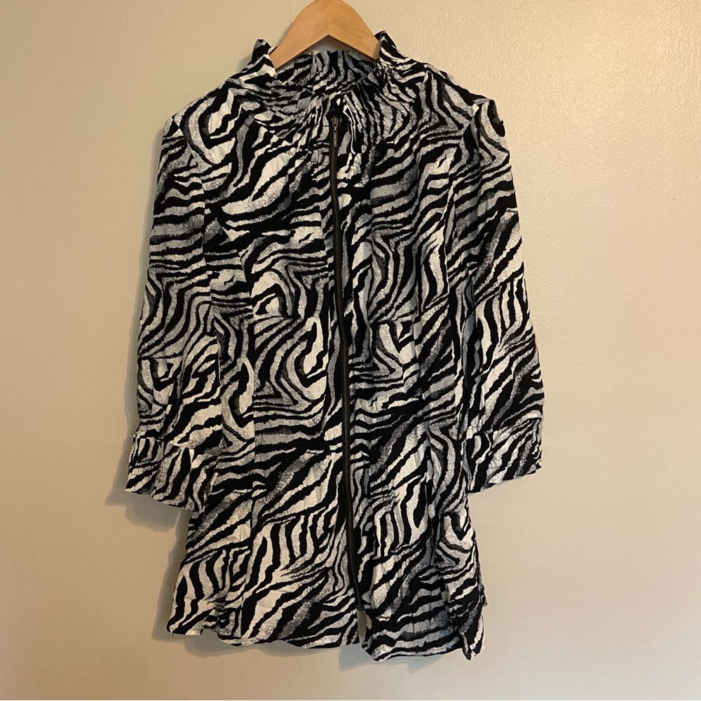 Ming Wang Zebra Print Jacket in Black and White